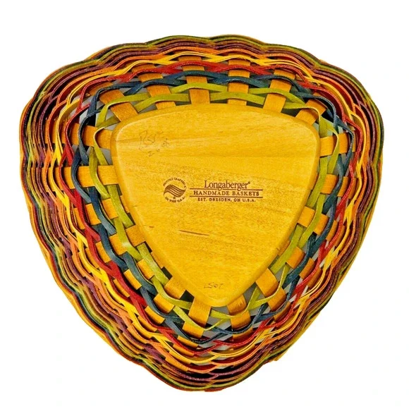 Longaberger Fiesta Chip & Dip Basket Set with Lidded Protectors 2008 Triangles - Picture 4 of 16